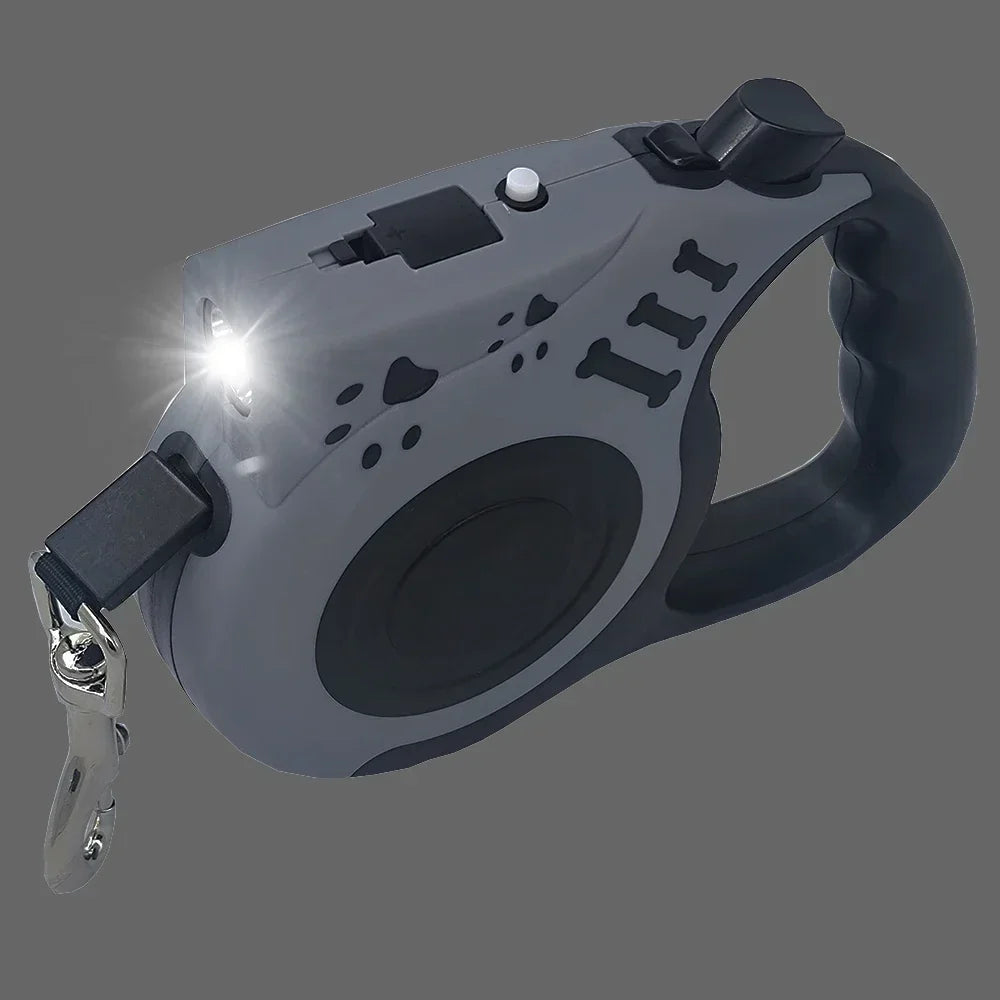 Durable Nylon Automatic Retractable Dog Leash LED Flashlight Night Glowing Design Outdoor Walking Pet Leash Dog Daily Supplies