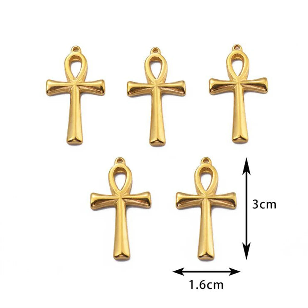 5pcs Gold Color Cross Charm Religious Jesus Pendant for DIY Earring Necklace Jewelry Making Supplies Wholesale