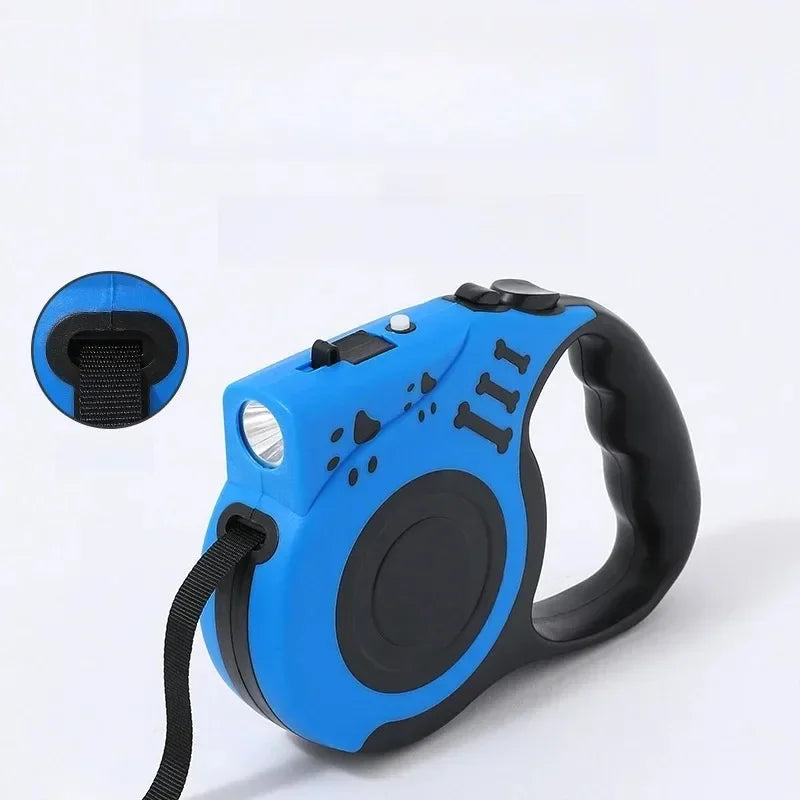 Durable Nylon Automatic Retractable Dog Leash LED Flashlight Night Glowing Design Outdoor Walking Pet Leash Dog Daily Supplies