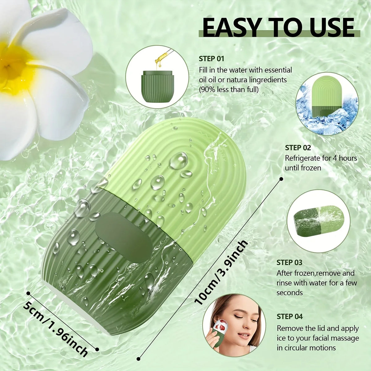 Silicone Ice Roller Massager for Face, Eyes - Natural Skin Care, Cooling and Eliminating Eye Bags, Reusable and Soothing