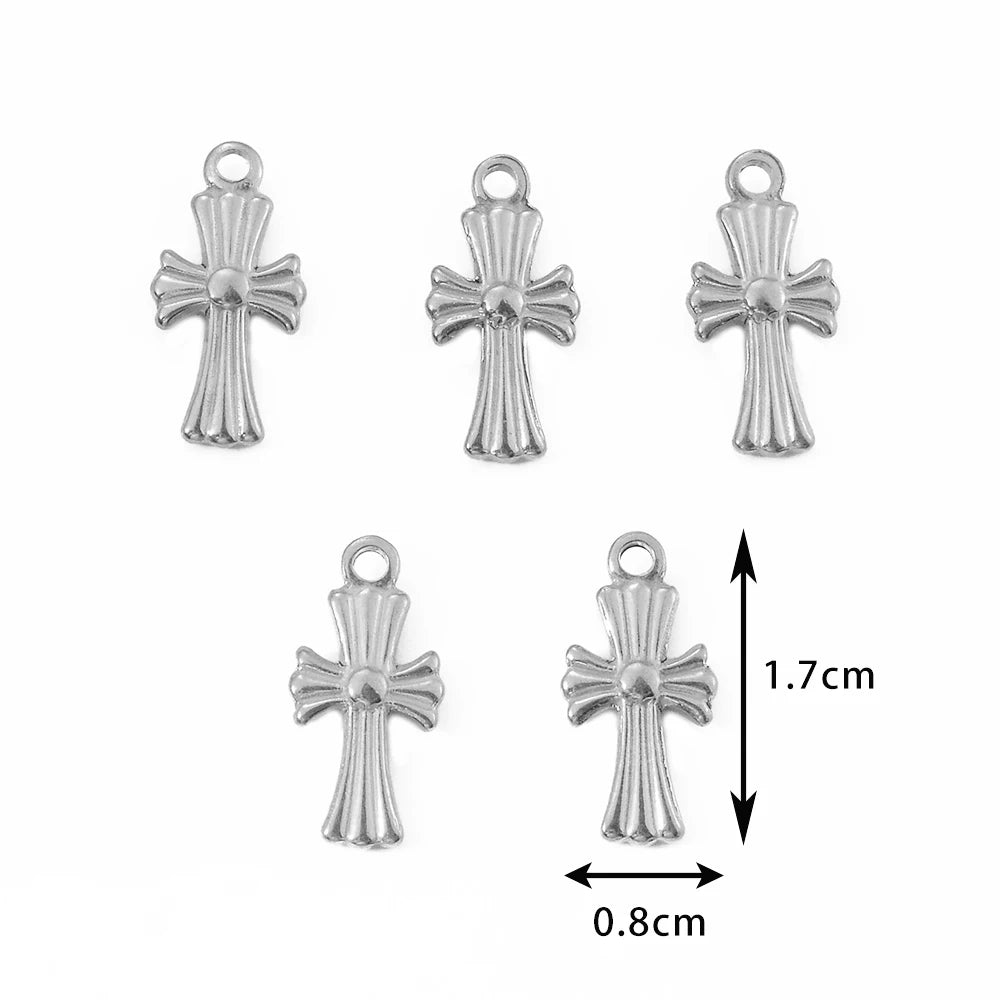 5pcs Gold Color Cross Charm Religious Jesus Pendant for DIY Earring Necklace Jewelry Making Supplies Wholesale