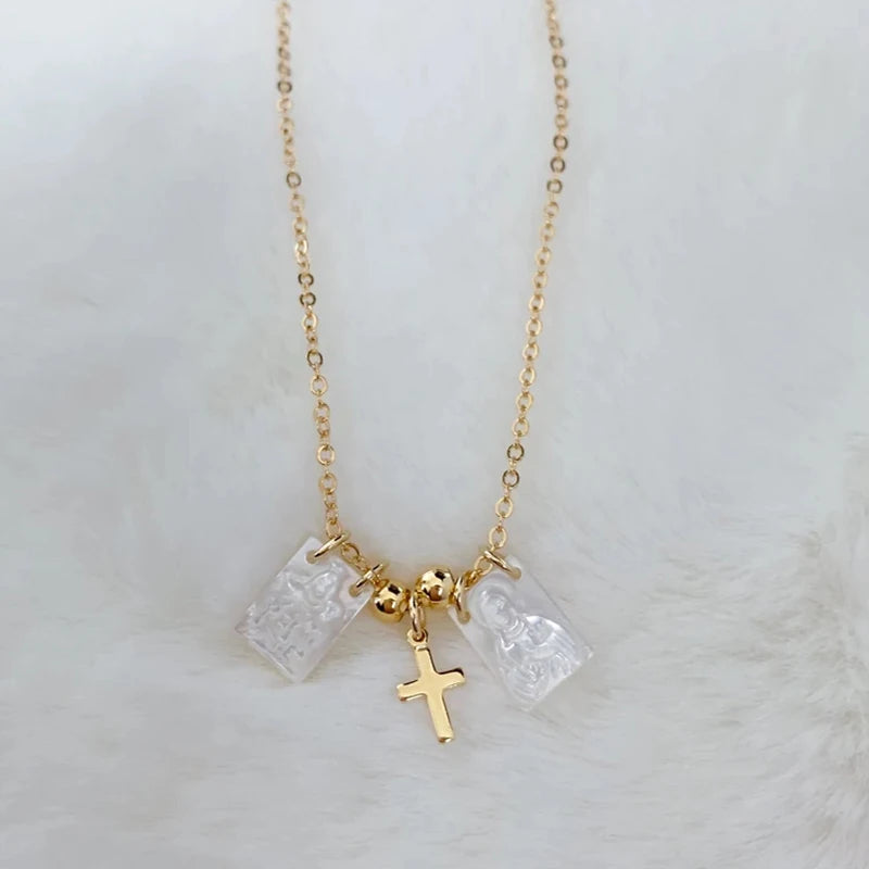 Delicate Cross Pendant Necklaces Shell Jesus Religious Confirmed Memories Jewelr Women's Accessoriessteel Jewelry Wholesale