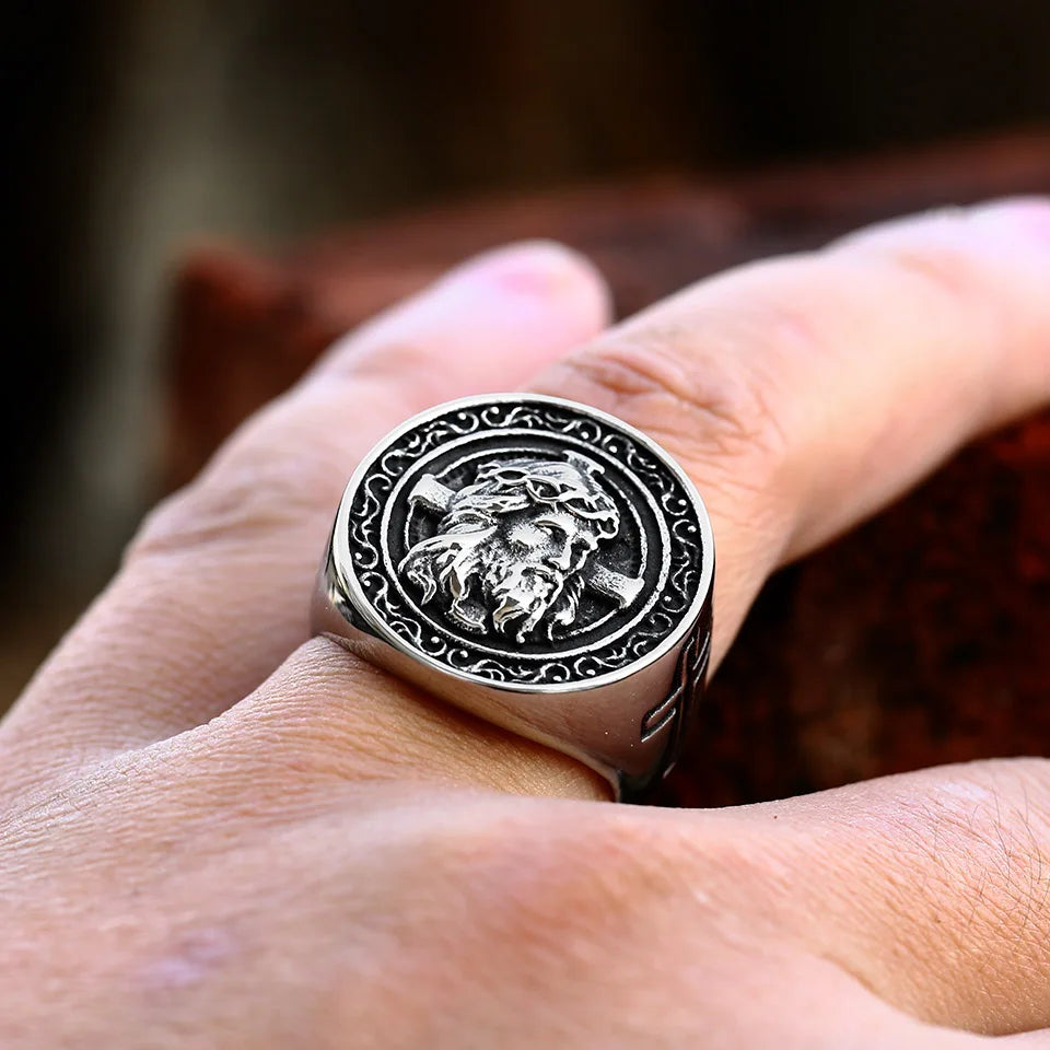 BEIER 2022 New Creative Design Jesus Ring Religious Men's Cross Ring Prayer Christian Jewelry Wholesale Dropshipping