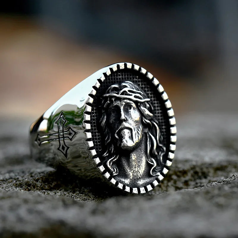BEIER 2022 New Creative Design Jesus Ring Religious Men's Cross Ring Prayer Christian Jewelry Wholesale Dropshipping